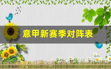 意甲新赛季前瞻-意甲新赛季对阵表